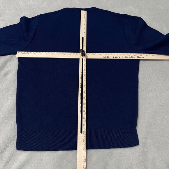 VTG Continental Sweater Mens Large Navy Blue VNeck Pullover Preppy Made In USA - Picture 6 of 8